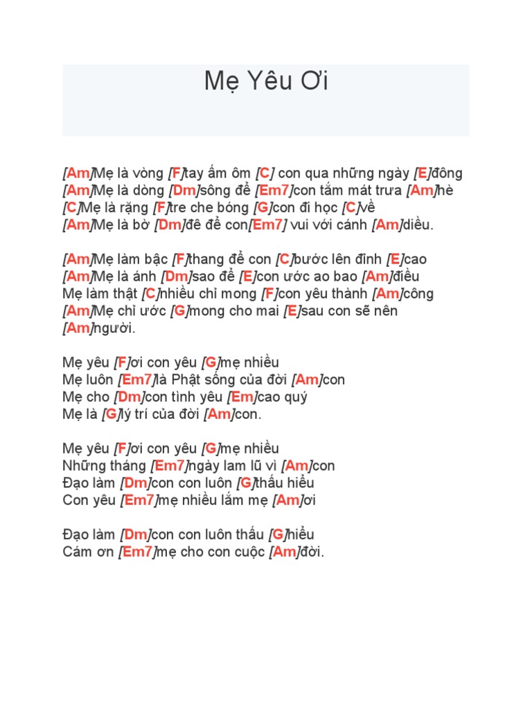 Lời Bài Hát Mẹ Yêu Ơi Gallery 2