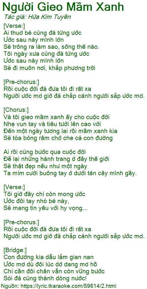 Lời Bài Hát Người Ươm Những Mầm Xanh Gallery 2