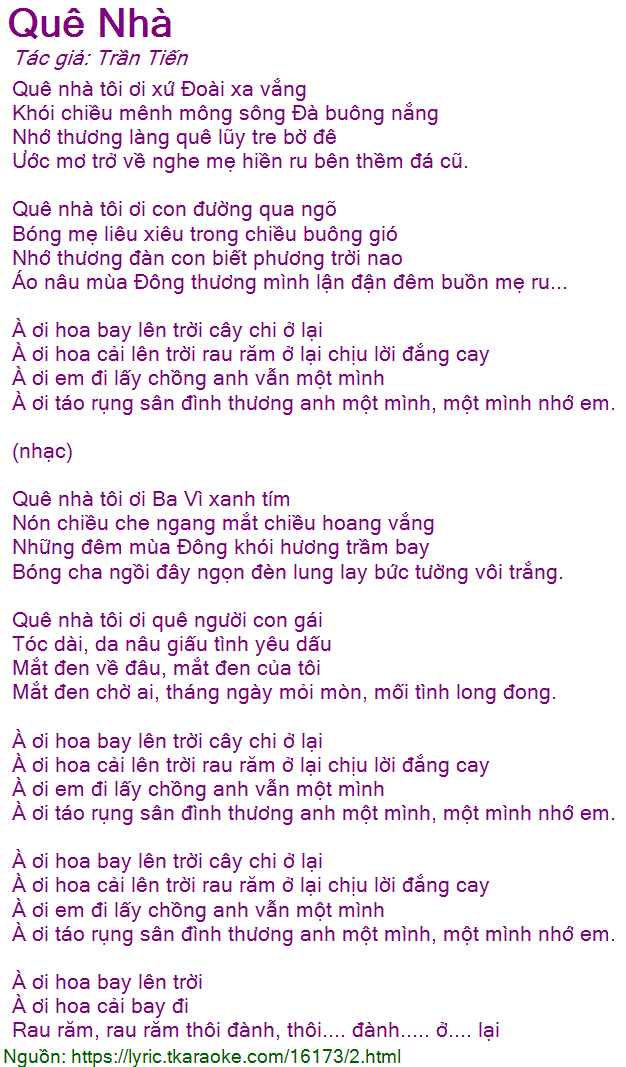 Lời Bài Hát Quê Nhà Gallery 1
