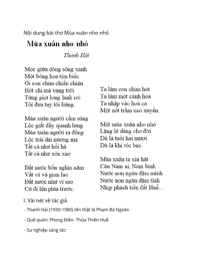 Mùa xuân nho nhỏ - Bài thơ Gallery 1