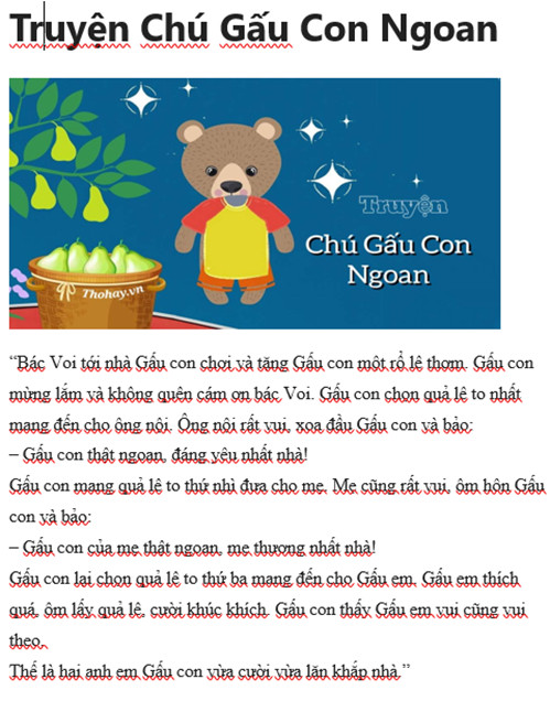Ý Nghĩa Câu Chuyện Chú Gấu Con Ngoan