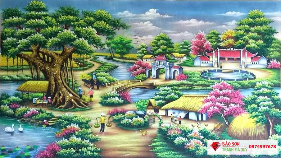 Tranh Cây Đa Giếng Nước Sân Đình: Hình Ảnh Quê Hương Việt Nam Gallery 1