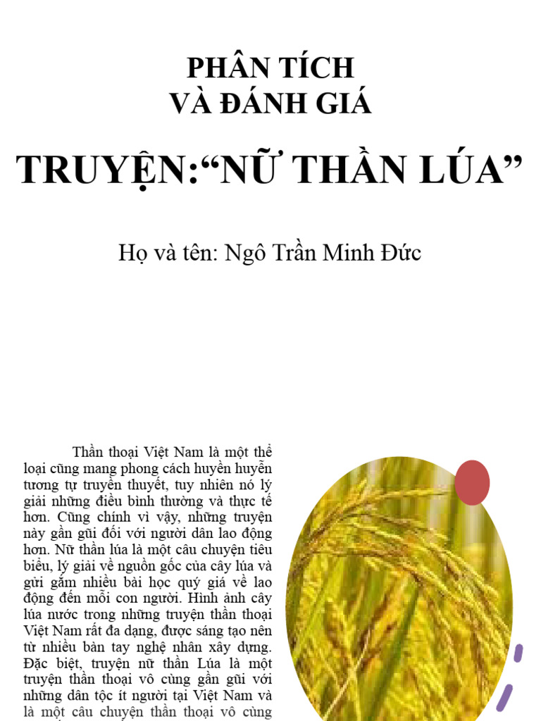 Ý nghĩa truyện Nữ thần lúa