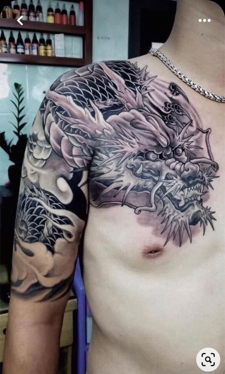 Hình Xăm Rồng Vắt Vai Nhất Cổ Gallery 1