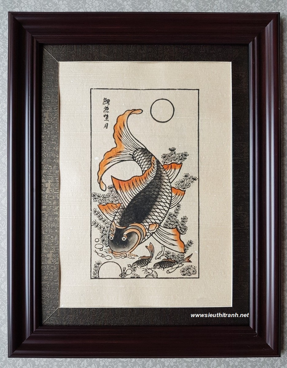 Tranh Đông Hồ Cá Chép Trông Trăng Gallery 1