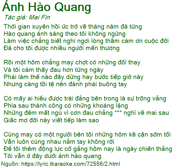 Lời Bài Hát Dưới Ánh Hào Quang Gallery 2
