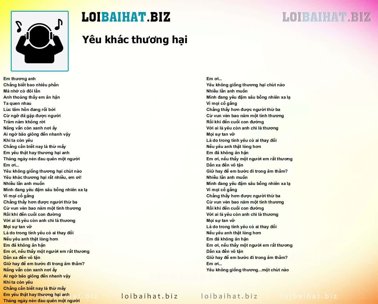 Yêu Khác Thương Hại Lyric