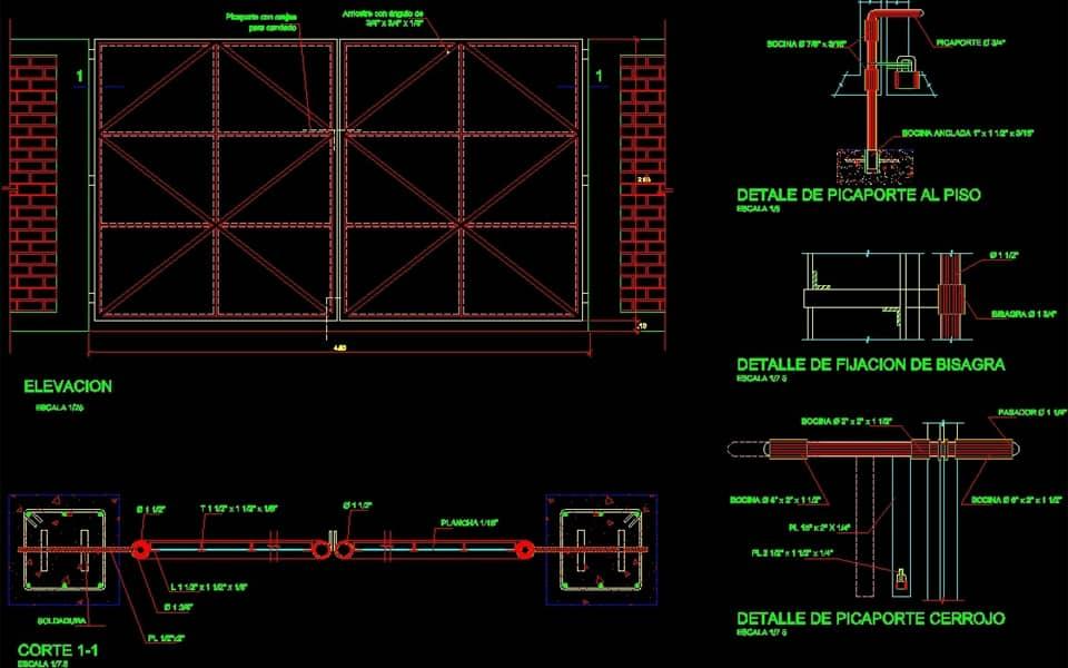 Bản vẽ cửa cổng 4 cánh chi tiết và mẫu đẹp Gallery 2