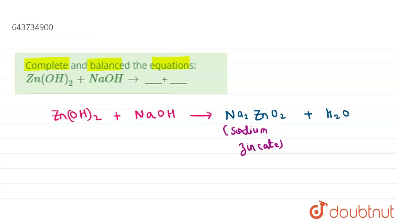 Phản ứng Zn(OH)2 + NaOH