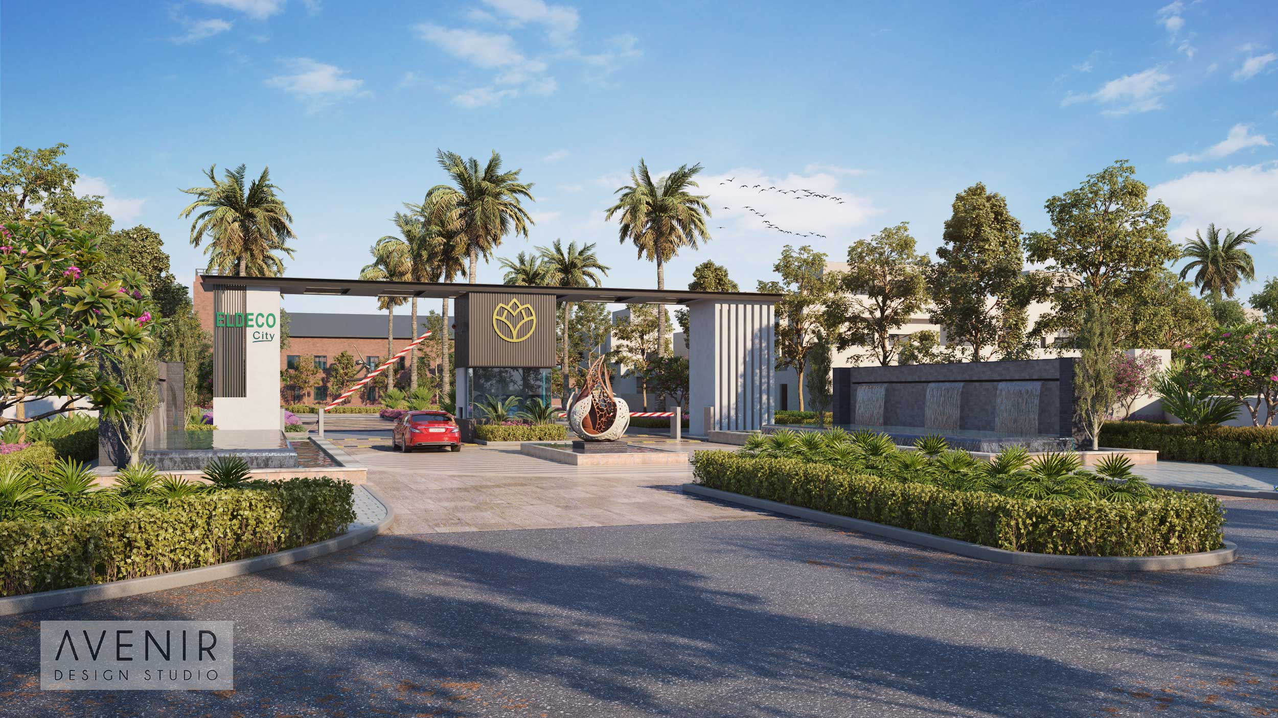 entrance gate render for eldeco, 3d architectural visualisation studio