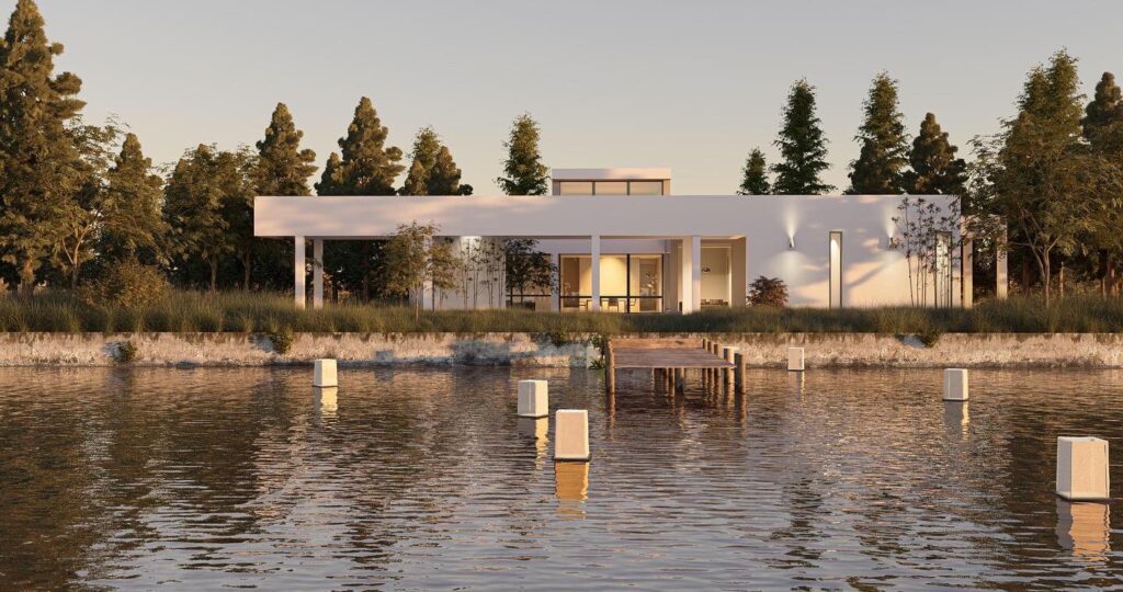 sunset scene of exterior rendering 