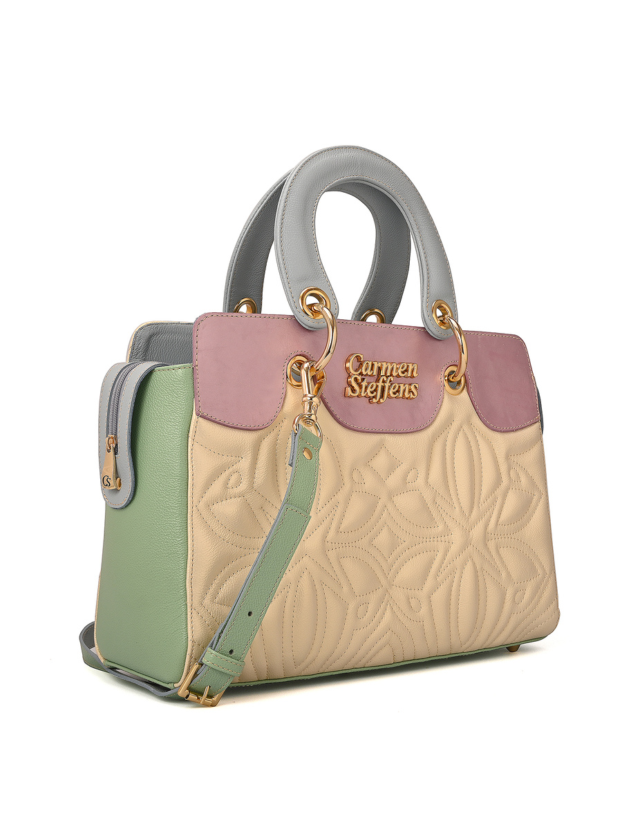 Yellow Pearl Leather Bag with Quilting