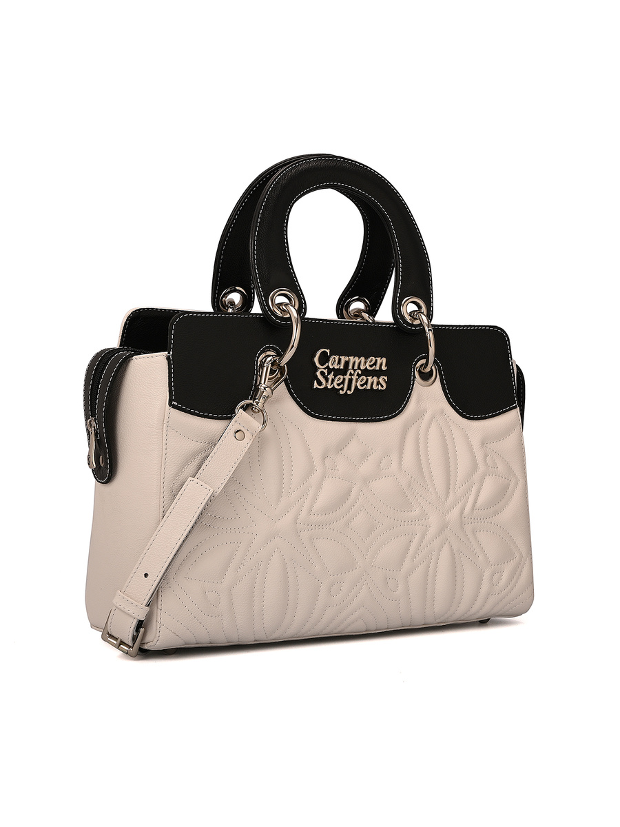 White Leather Bag Bianco with Quilting