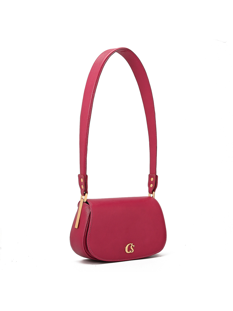 Fuchsia Pink Shoulder Saddle Bag