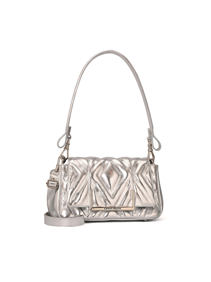 Quilted Silver Leather Bag
