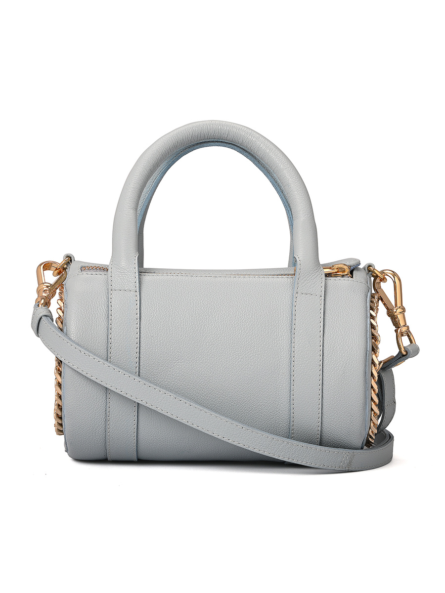 Sky Blue Leather Cylindrical Bag