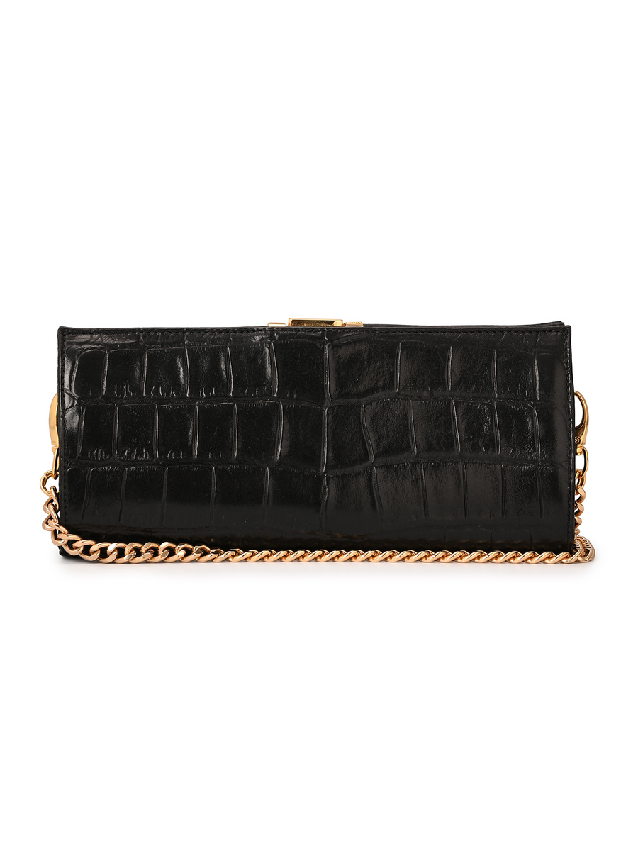 Black Croco Leather Crossbody Bag