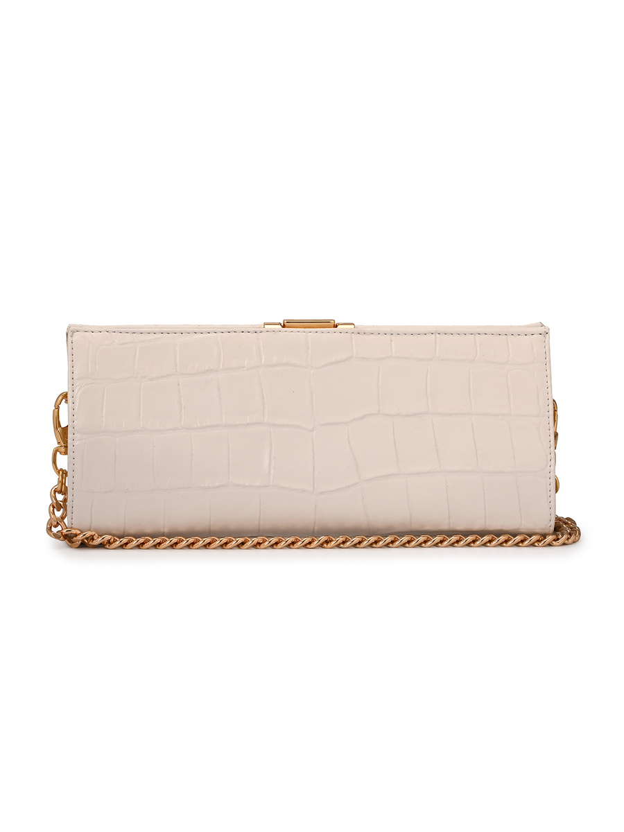 White Crossbody Bag Bianco Croco Leather