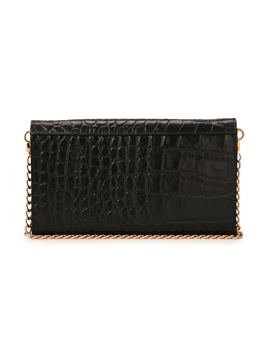 Black Clutch with Organic Ornament