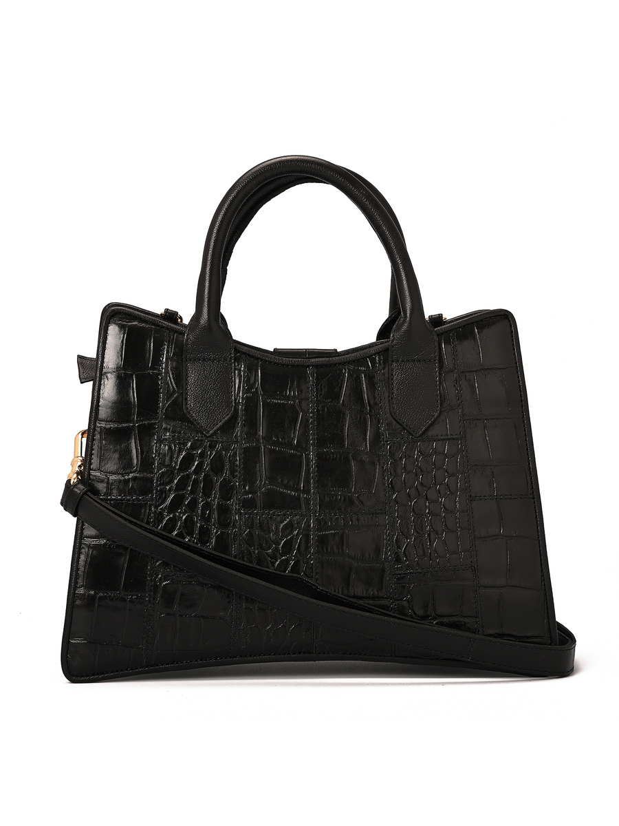 Black Structured Bag with Chain