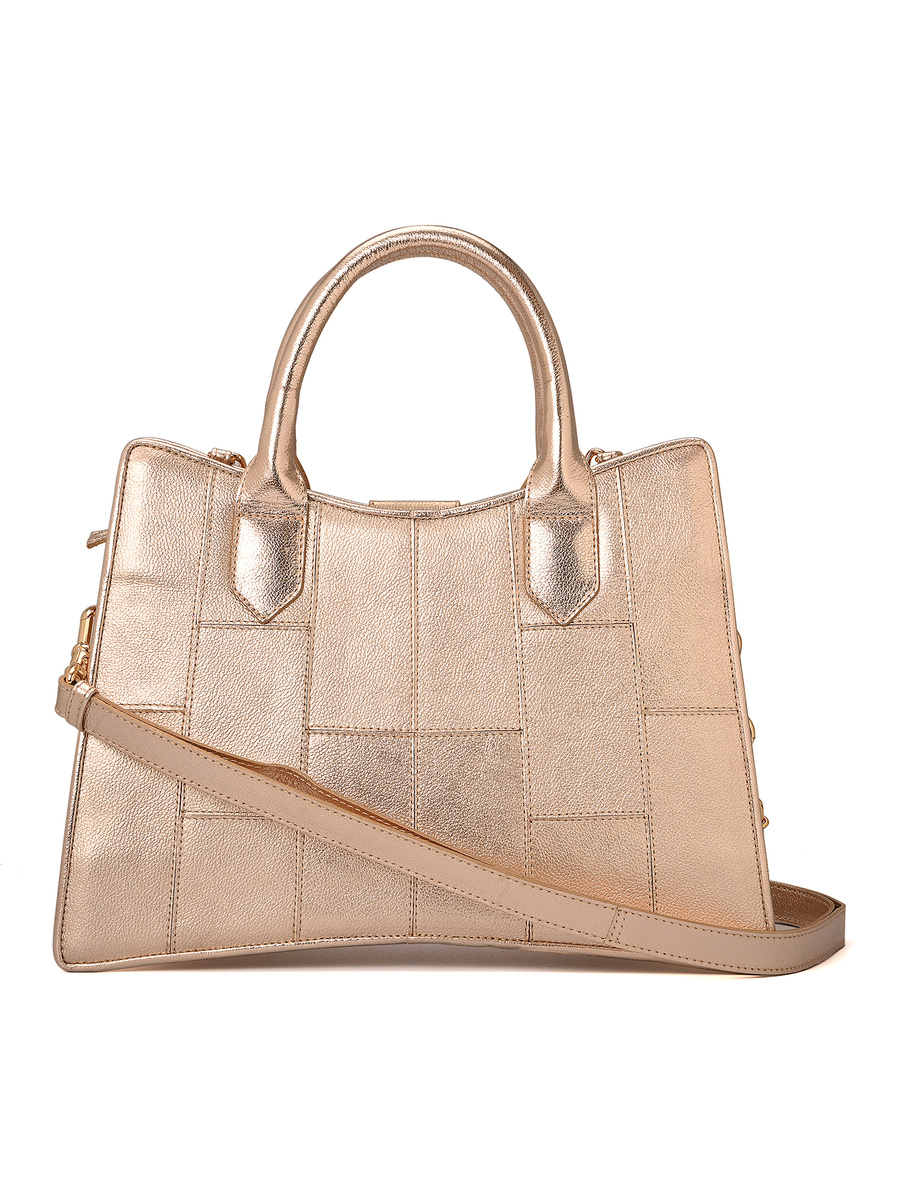 Structured Gold Bag with Chain
