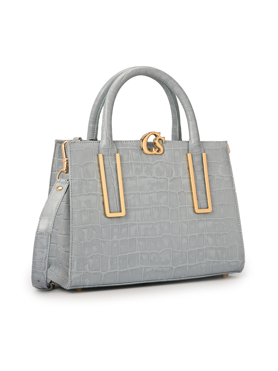 Atlantic Blue Croco Tote Bag
