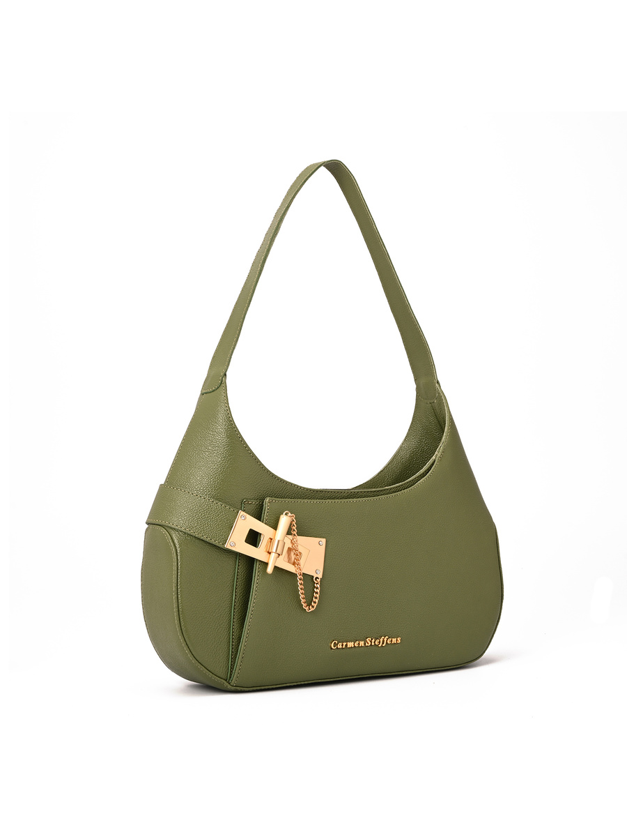 Hobo Bag Golden Clasp Military