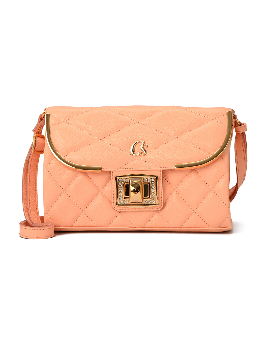 Quilted Bag Details Peach