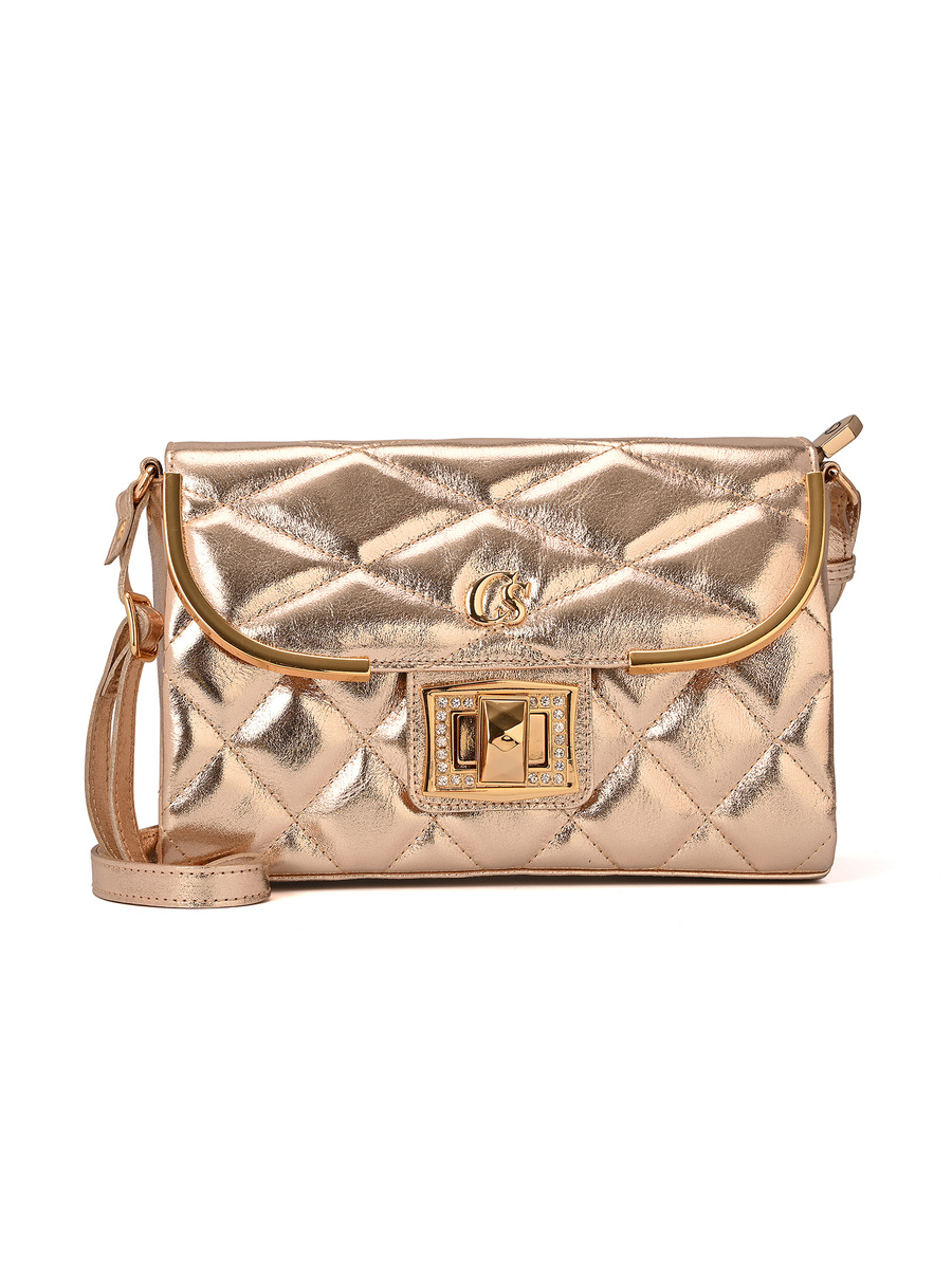 Quilted Bag Details Gold