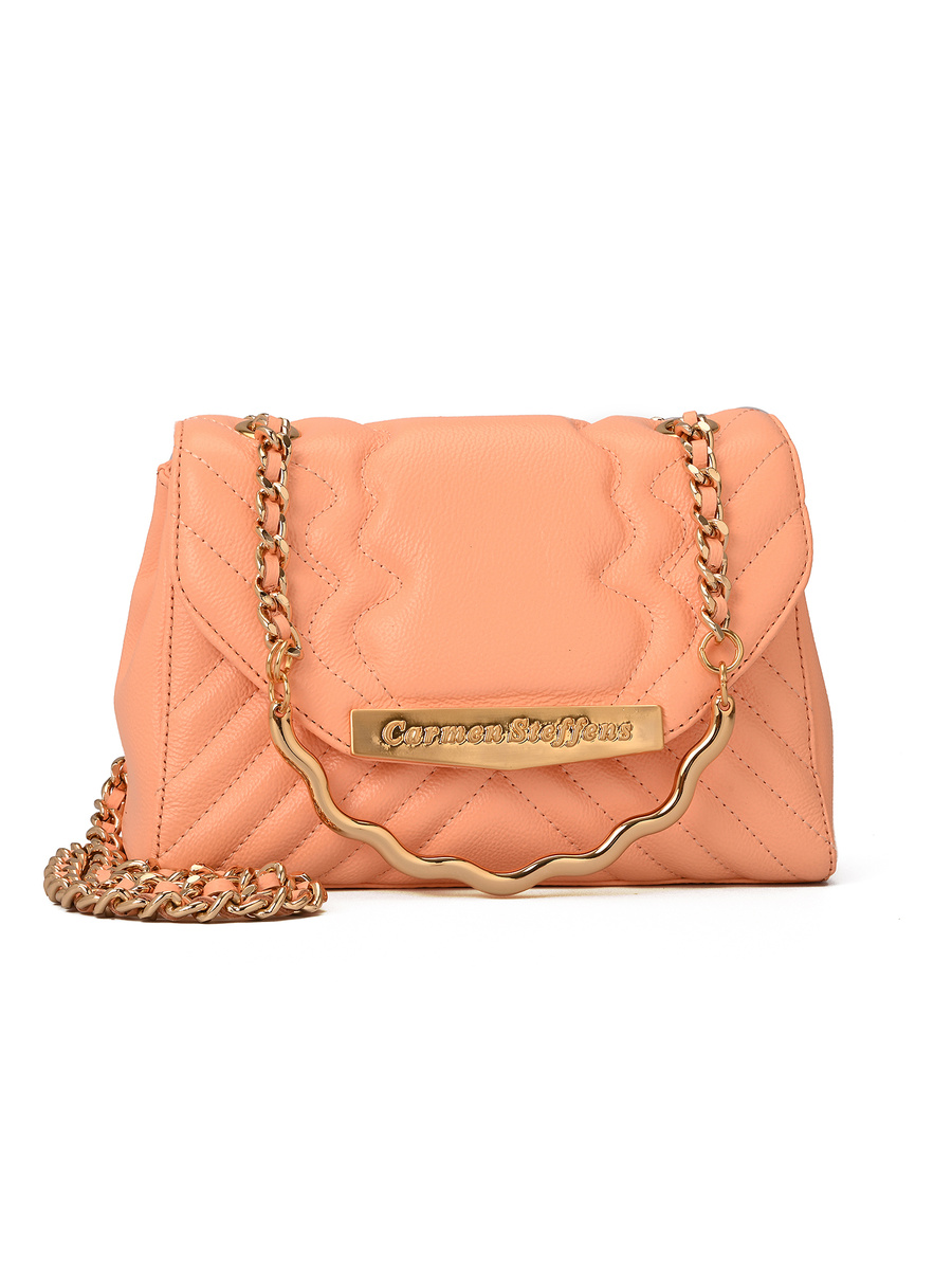 Quilted Bag Chain Peach