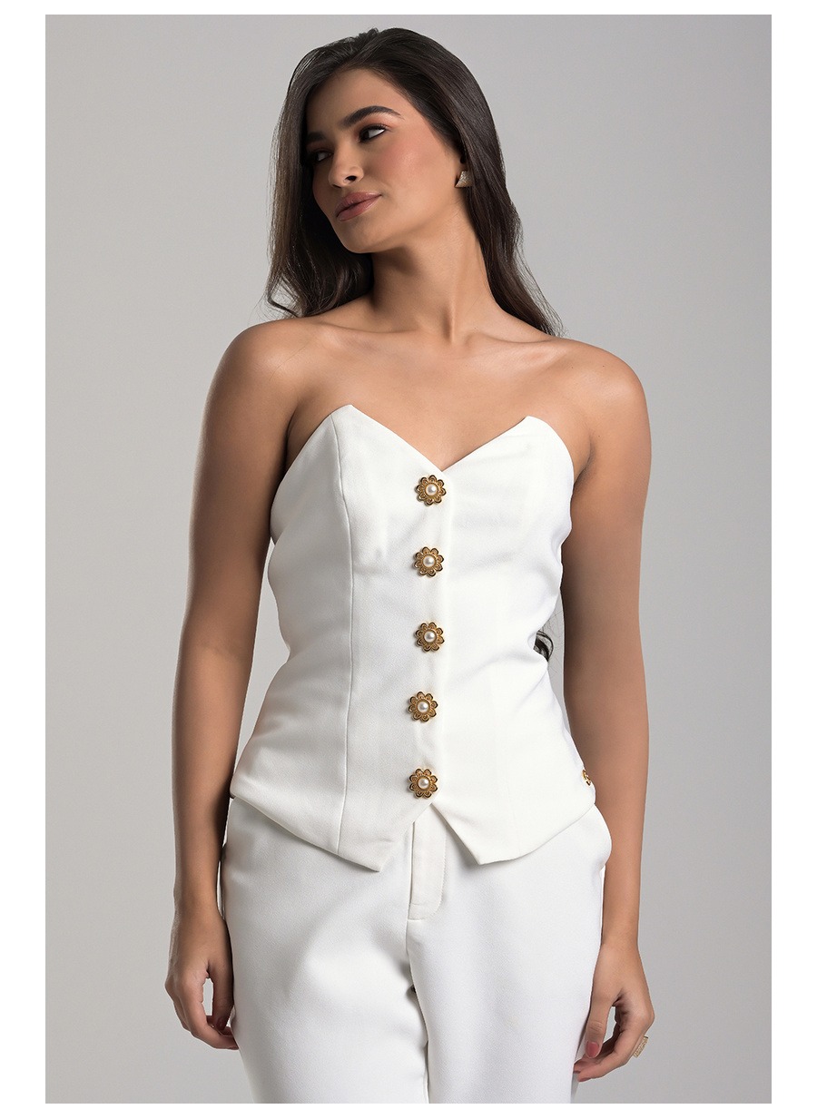 Off-White Strapless Tailored Blouse