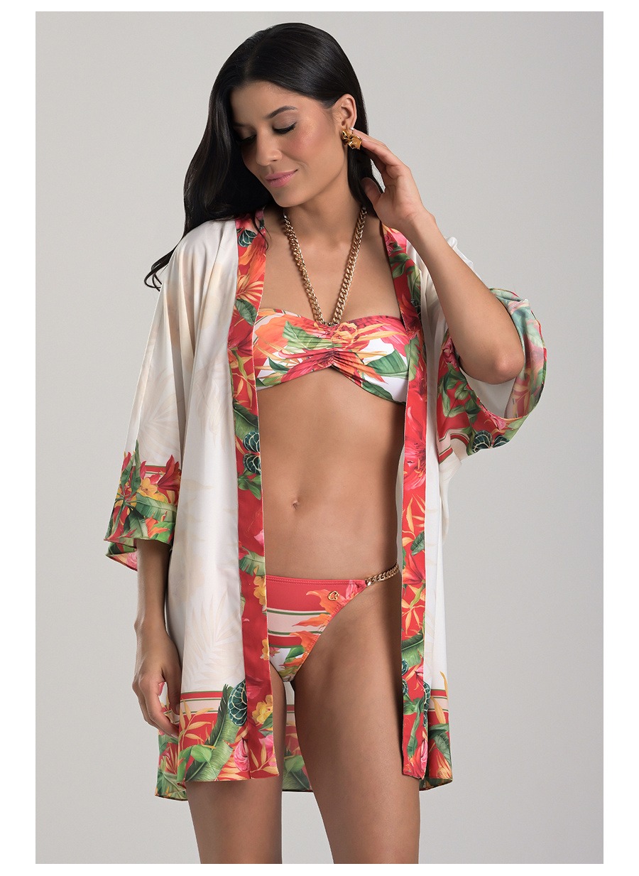 Kimono with Wide Sleeves Printed
