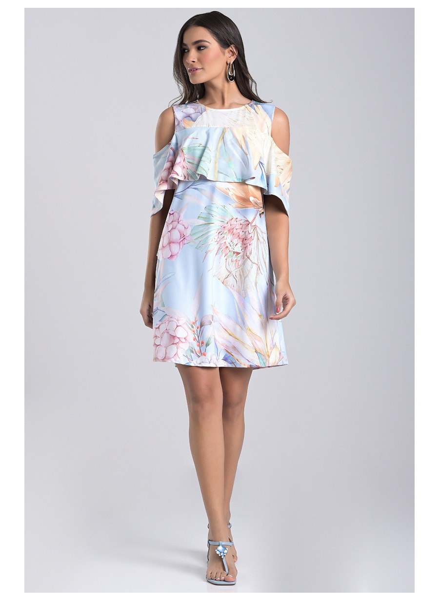 Printed Dress with Ruffle