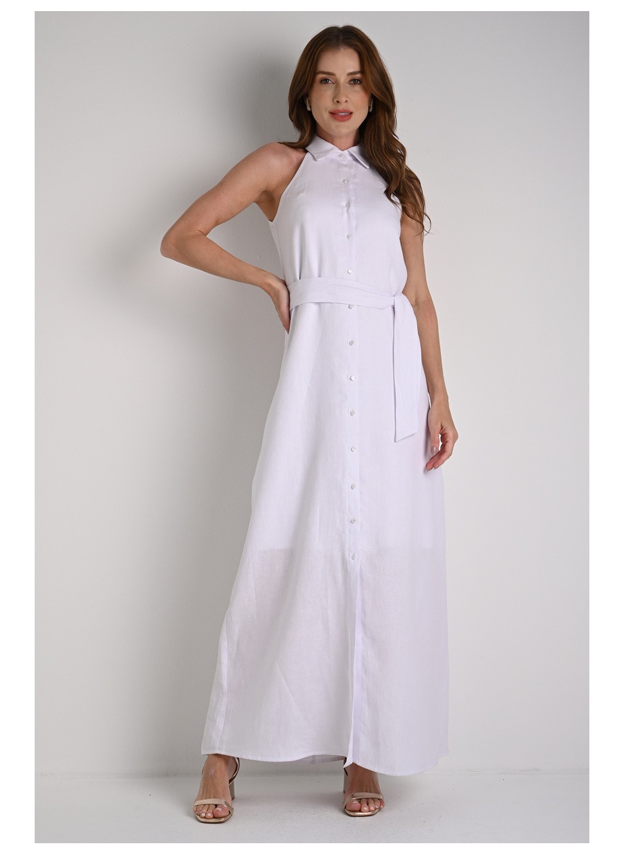 Halter Neck Chemisier Dress Bianco