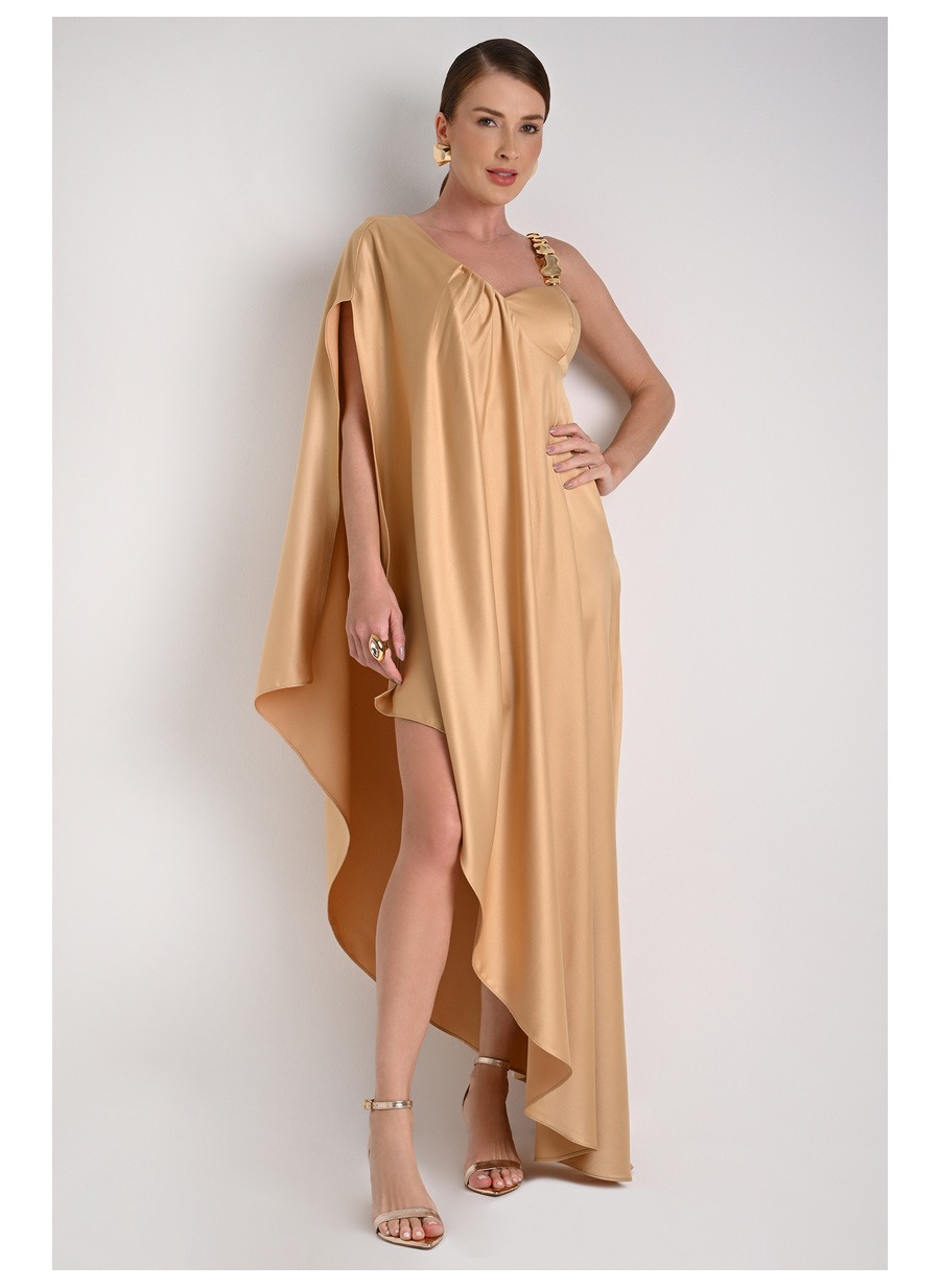Asymmetric Glam Gold Dress