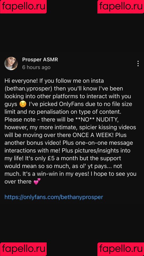Prosper ASMR / bethan.yprosper / bethanyprosper Onlyfans Photo Gallery 