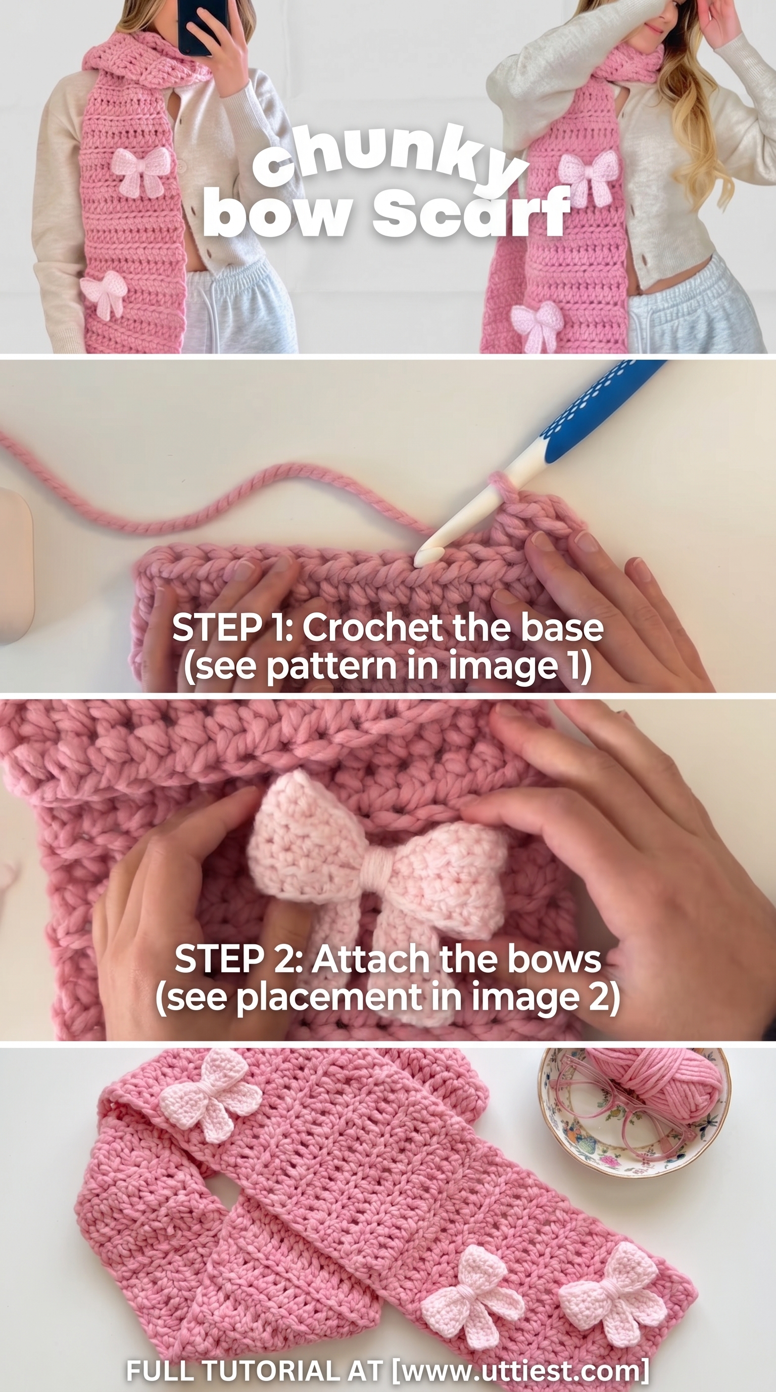 Crochet Bow Scarf: A Chunky and Playful Accessory pattern