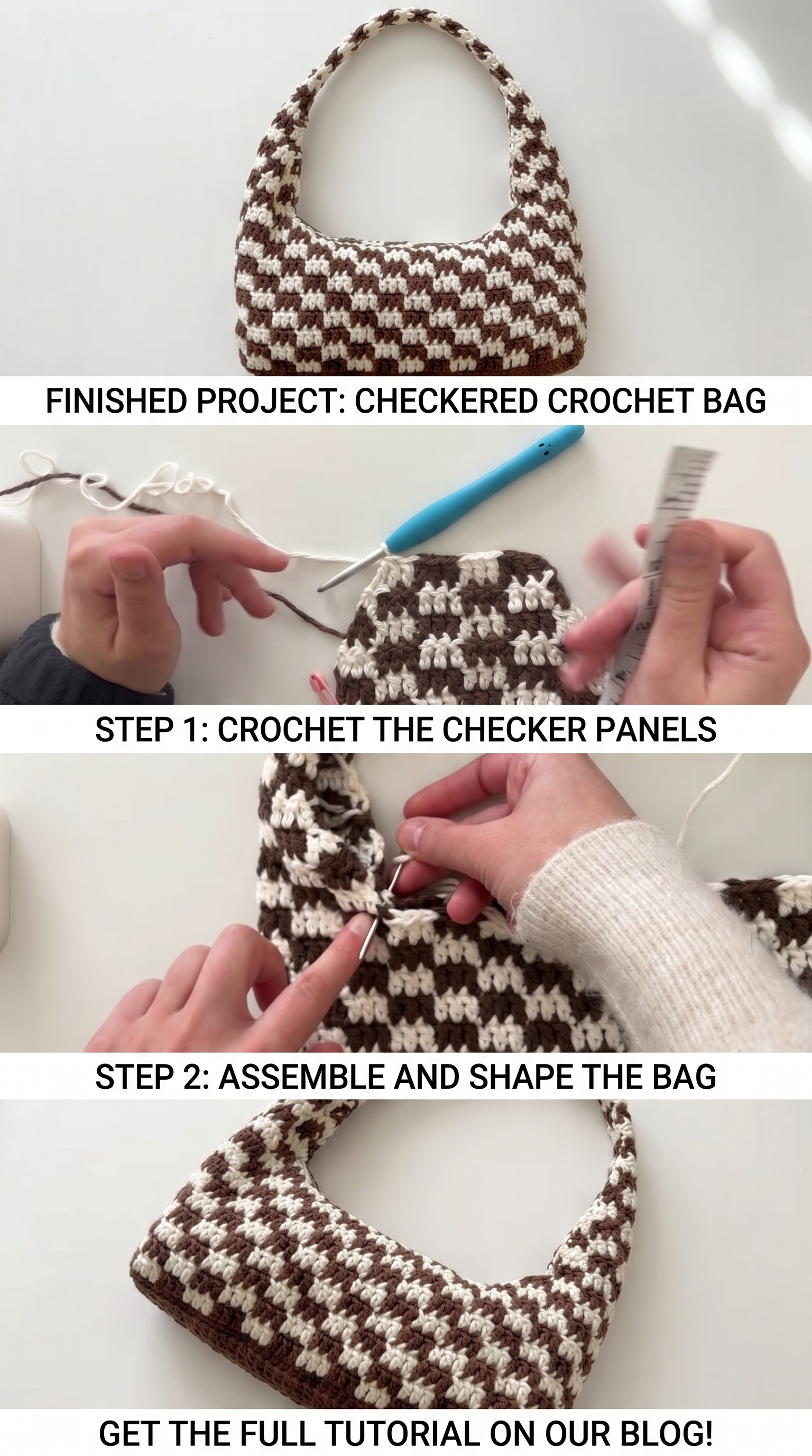Crochet Checkered Shoulder Bag: A Timeless Fashion Statement pattern
