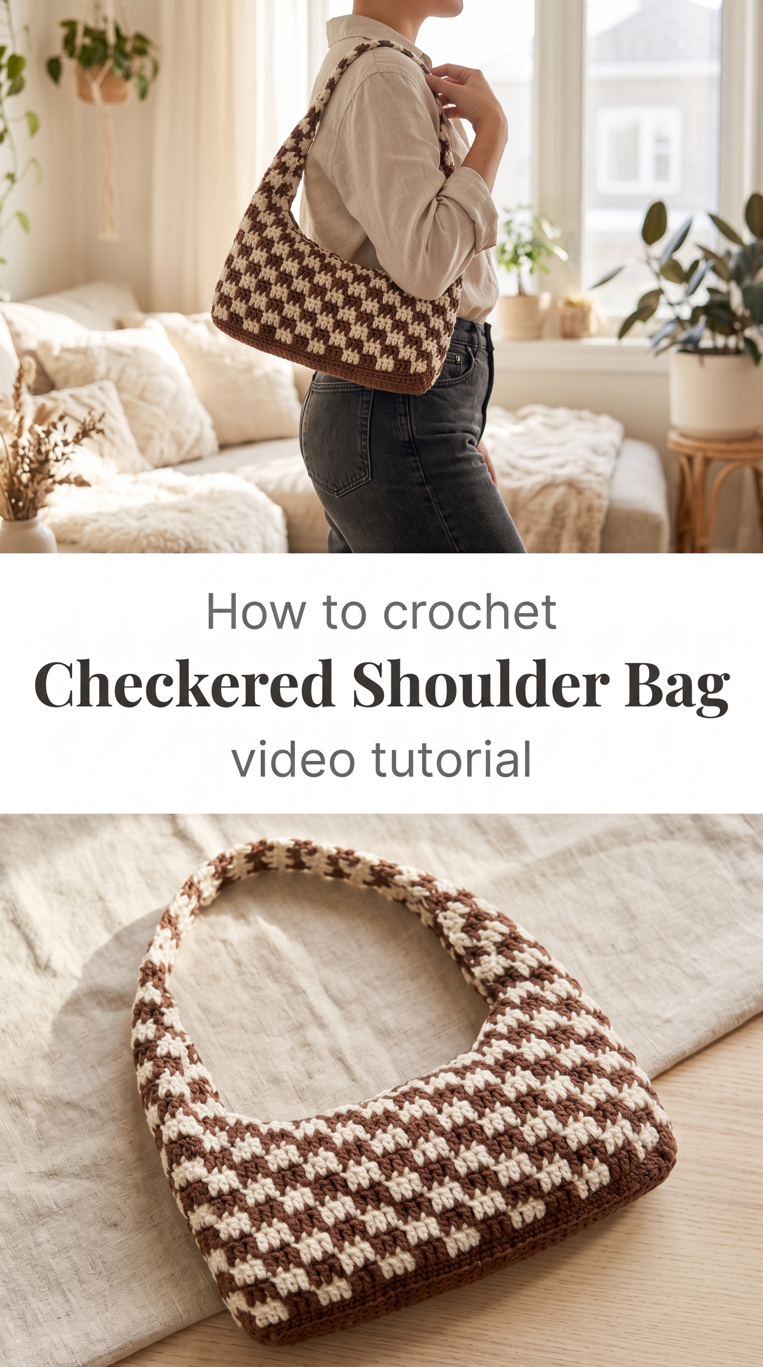 Crochet Checkered Shoulder Bag: A Timeless Fashion Statement