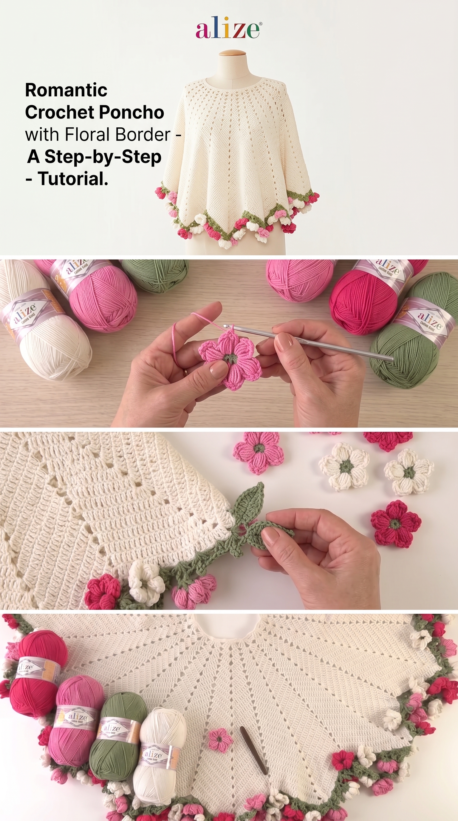 Crochet Floral Bouquet Poncho: A Romantic Statement Piece pattern
