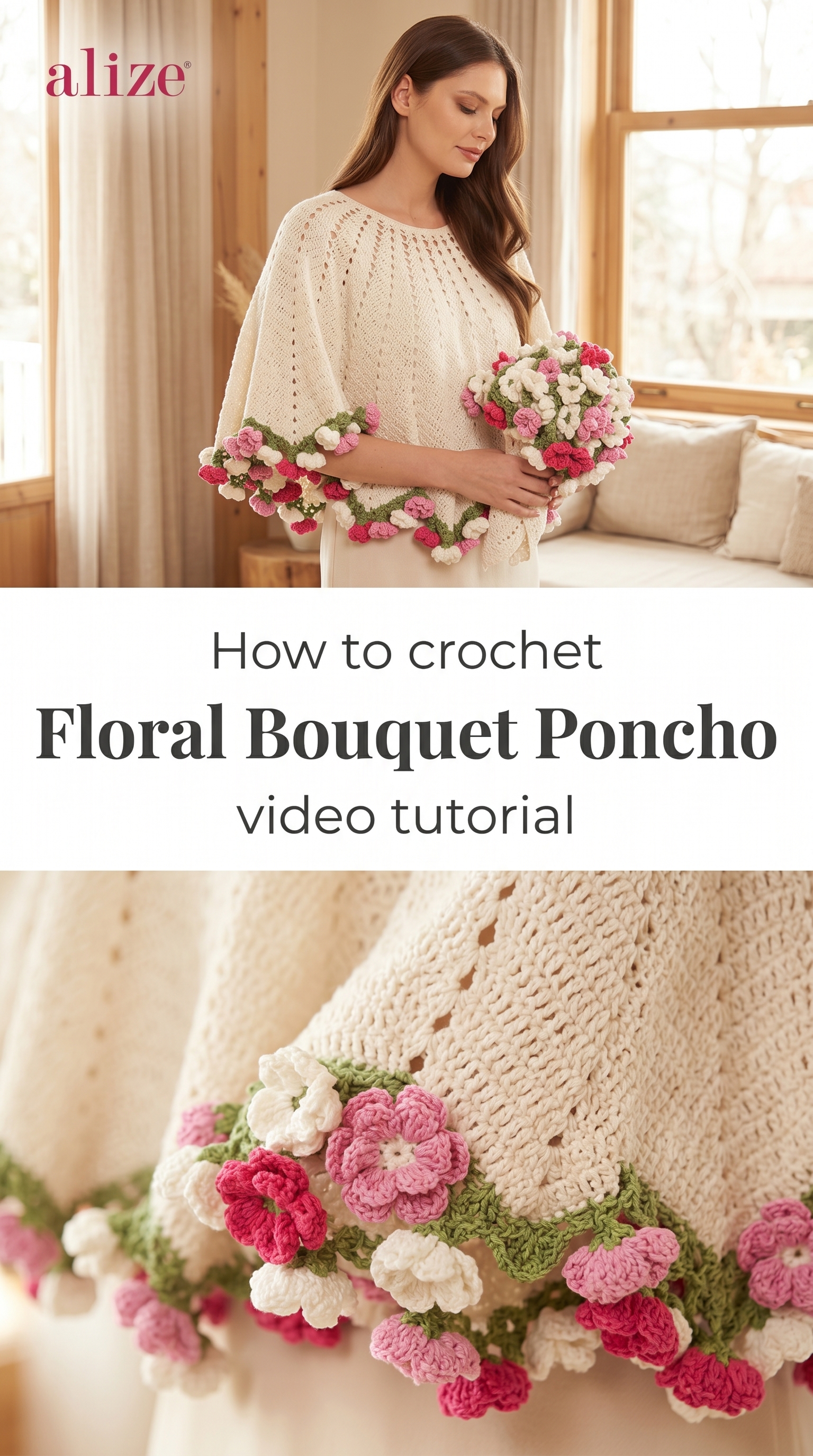 Crochet Floral Bouquet Poncho: A Romantic Statement Piece