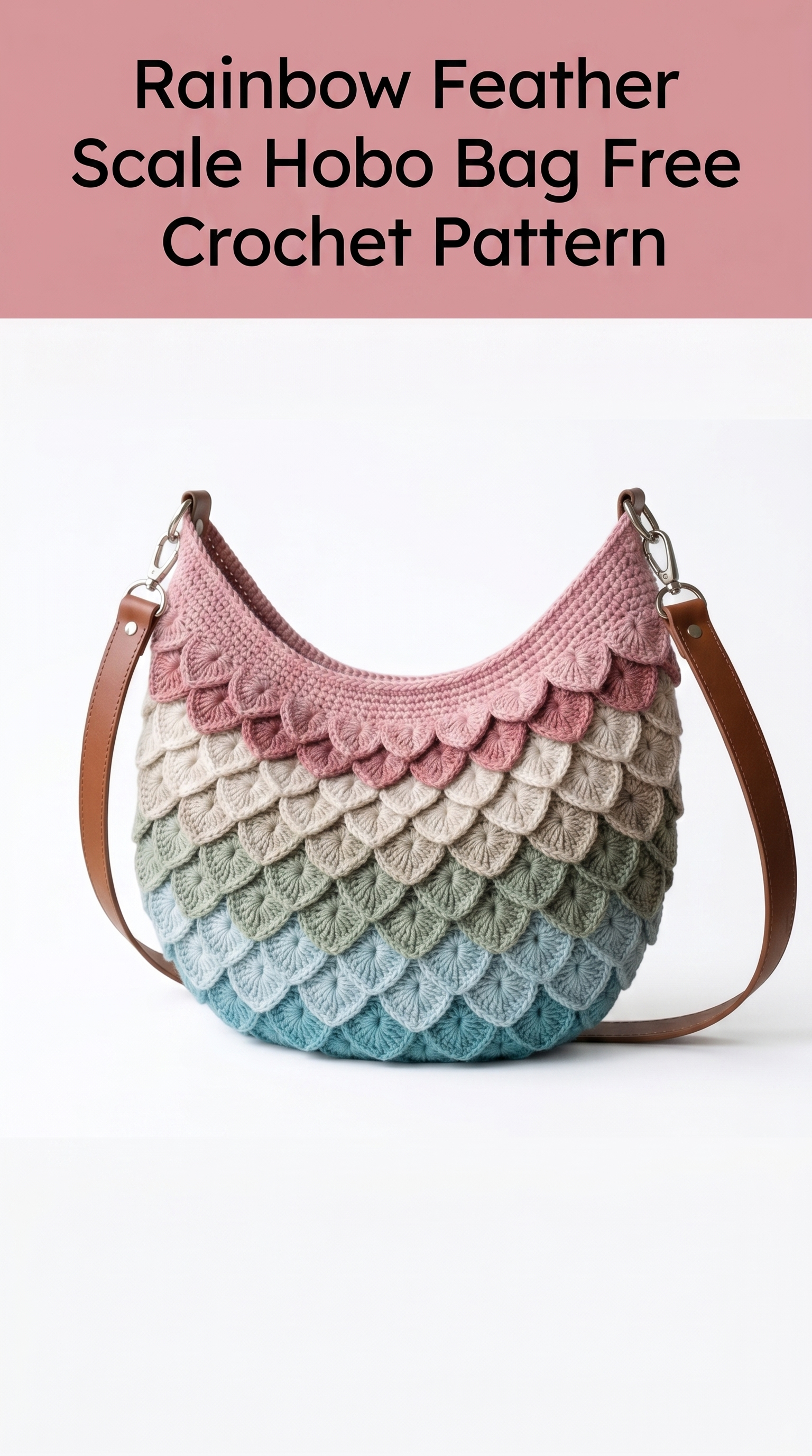 Rainbow Feather Scale Hobo Bag Free Crochet Pattern