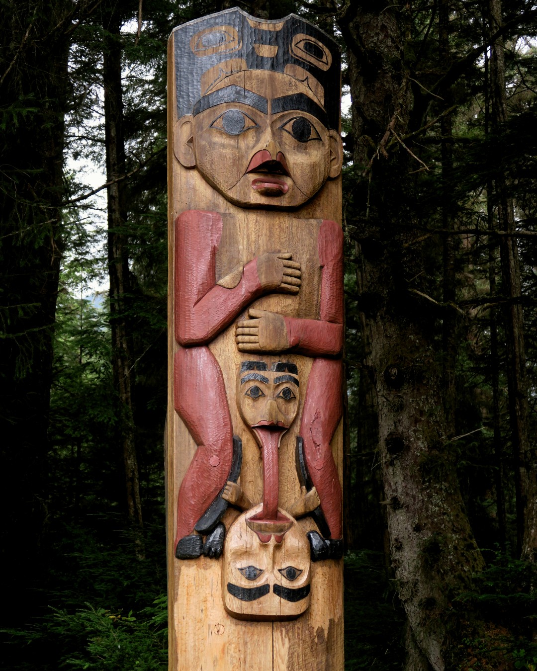 Sitka Cruise Port - Native Alaskan Totem Pole Carved Figures - Vertical.jpg