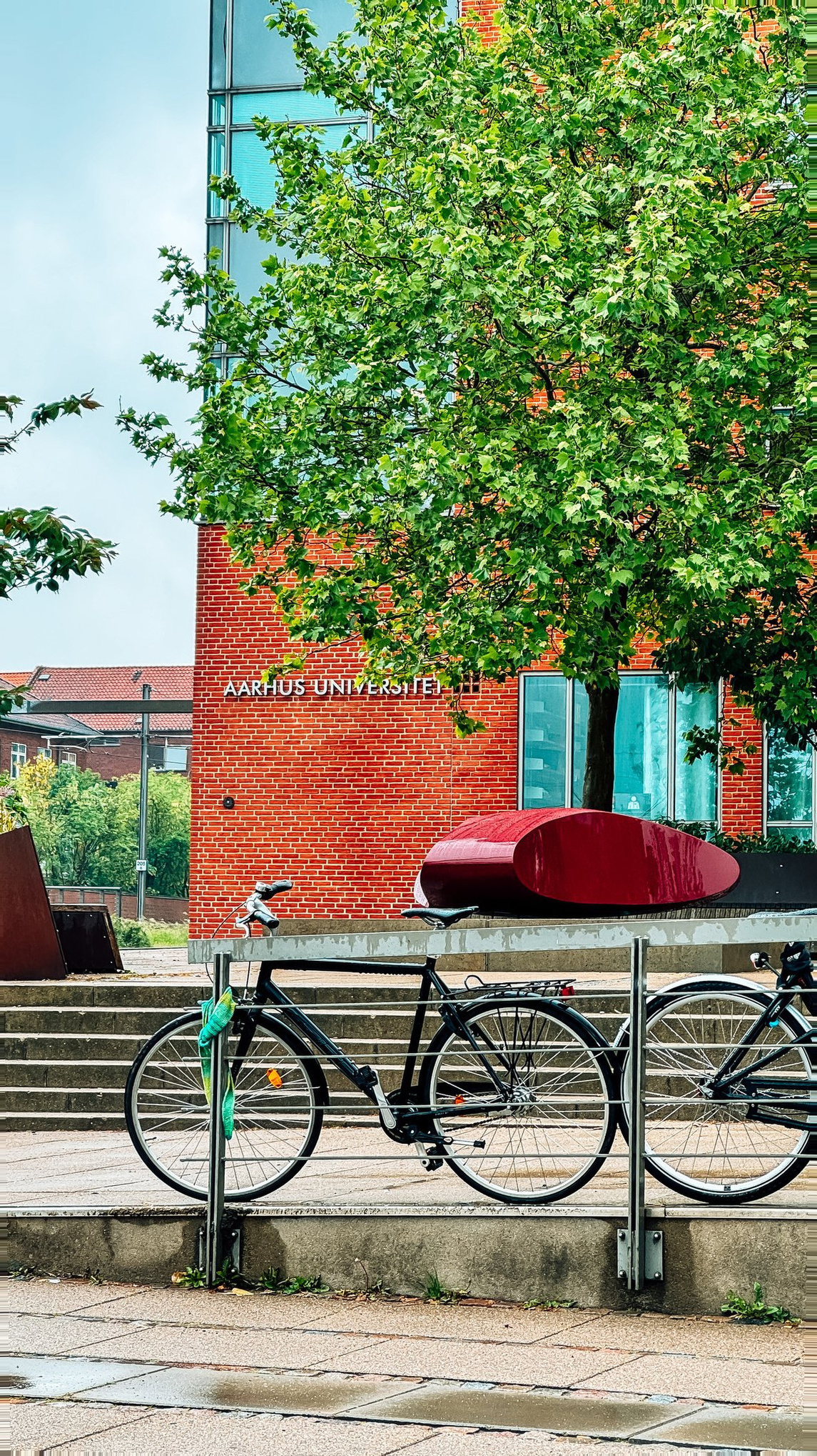 Aarhus Denmark Cruise Port - Aarhus University Brick Building Bicycle Steps - 05-28-2024 - Vertical.jpg