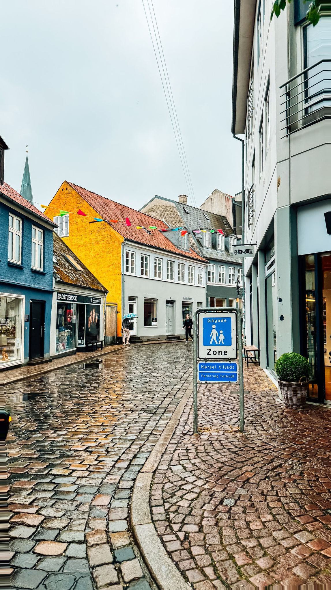 Aarhus Denmark Cruise Port - Cobblestone Street Quaint Storefronts Pedestrian Zone - 05-28-2024 - Vertical.jpg