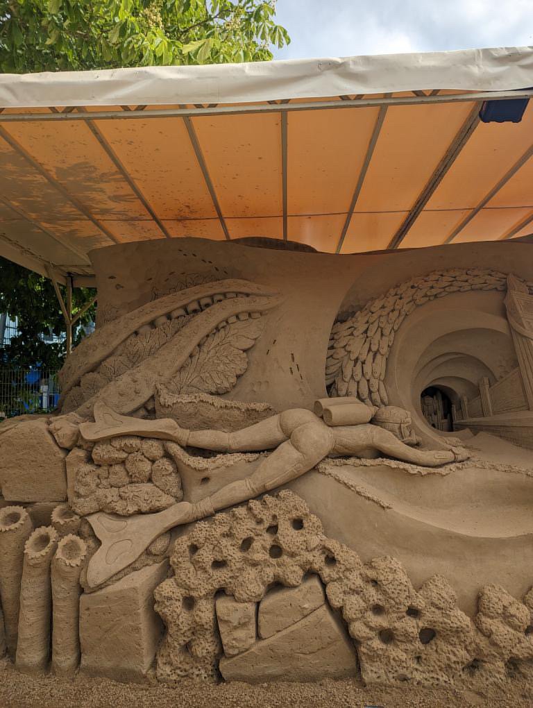 Warnemunde Germany Cruise Port - Sand Sculpture Beach Shelter Canopy - 05-29-2024 - Vertical.jpg