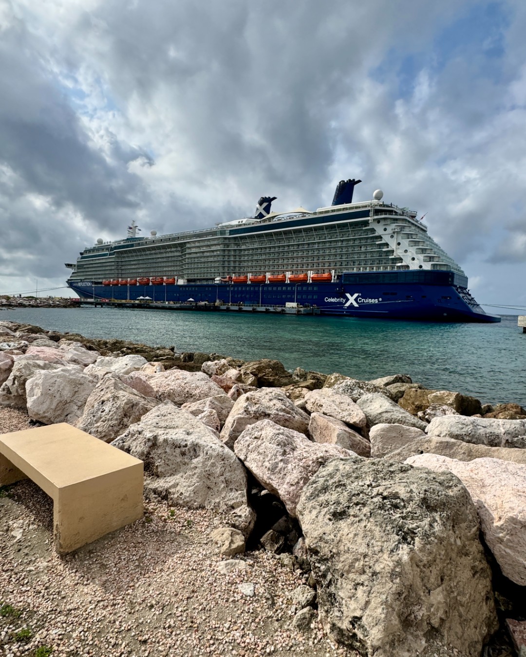 Curacao Cruise Port - Celebrity Cruise Ship Rocky Coastline - Vertical 17.jpg