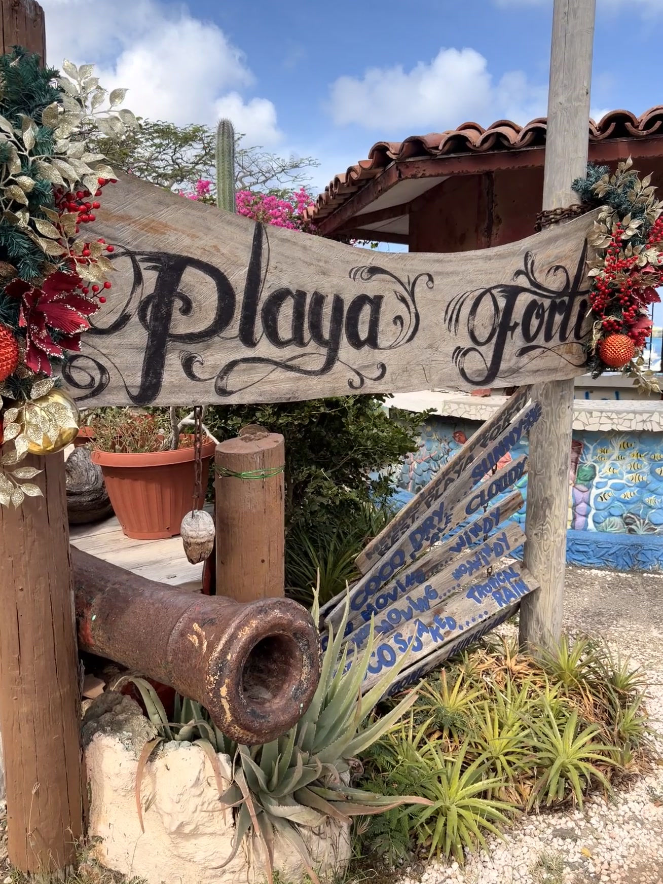 Curacao Cruise Port - Colorful Garden with Plaque Sign - 01-01-2026 - Vertical.jpg