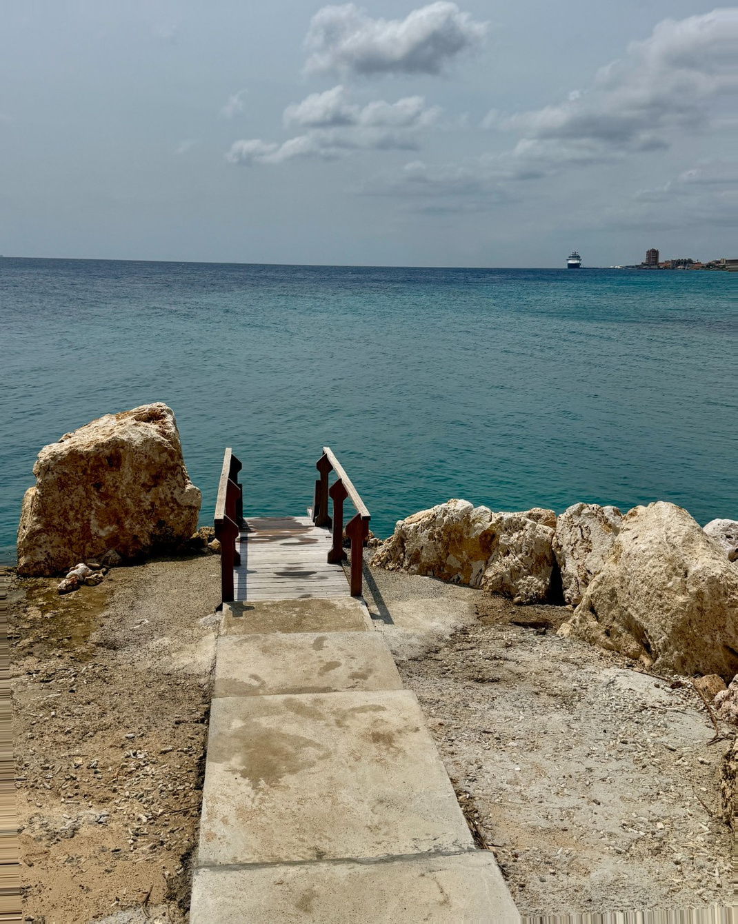 Curacao Cruise Port - Concrete Pier Stone Rocks Turquoise Water - Vertical 56.jpg