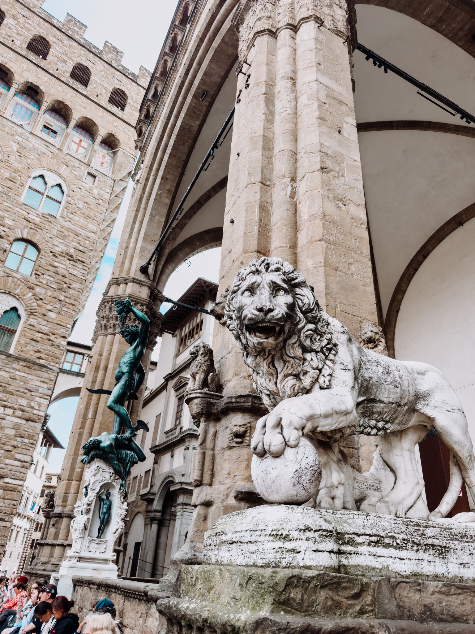 Livorno Cruise Port - Florence Europe Historic Stone Columns Carved Lion Statue - 05-21-2025 - Vertical.jpg